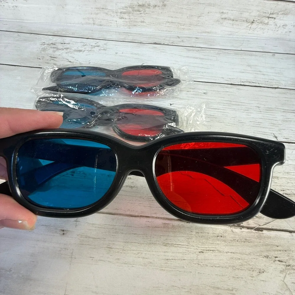 Proview 3D Glasses Lot of 3 Red Blue‎ Anaglyph Plastic Frame Reusable Black